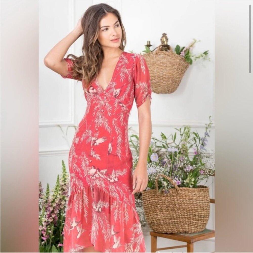 NWT Hope & Ivy "ASOS" pink floral tea dress, midi, us sz 12 “Melody May” - Picture 3 of 8